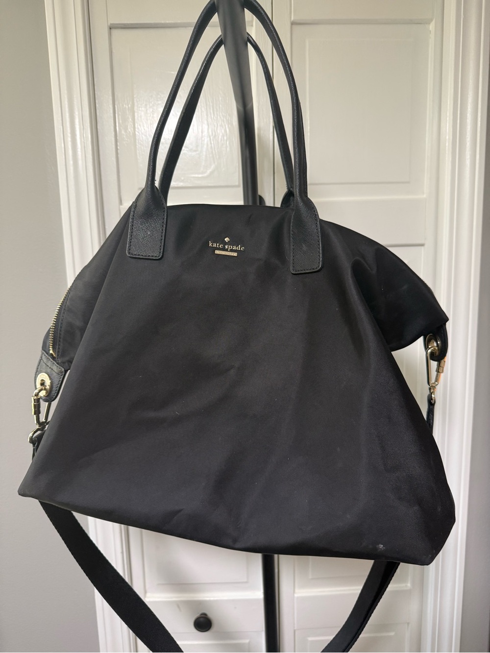 kate spade Black Nylon Tote with Gold Hardware